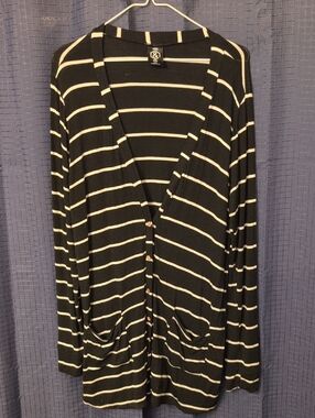 Agnes & Dora Black and White Striped Cardigan